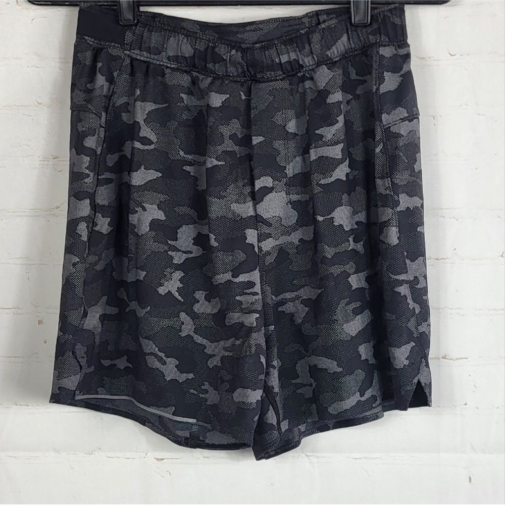 Lululemon Surge Short Liner 6" in Variegated Mesh Camo Black Men's S
